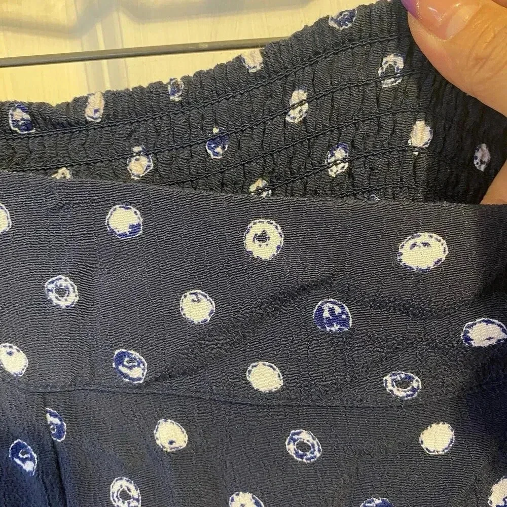 Lucky Brand Womens Sz 2X Navy Blue Balls Print Casual Pull On Pants Pocket